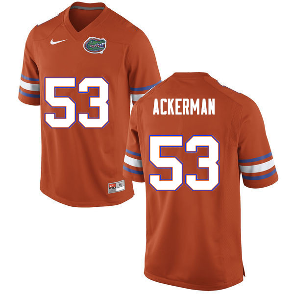 Men #53 Brendan Ackerman Florida Gators College Football Jerseys Sale-Orange